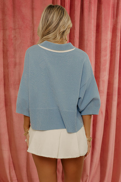 Effortless Ease Knit Top in Airy Blue
