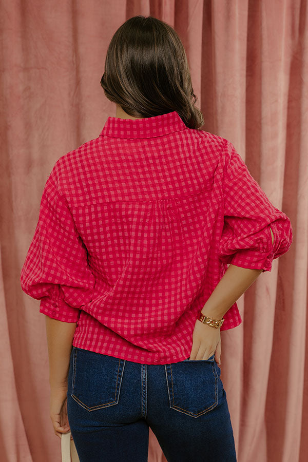Picnic Date Gingham Button Up Top in Red