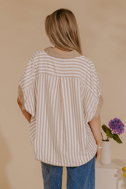 Dockside Chic Stripe Top in Iced Latte