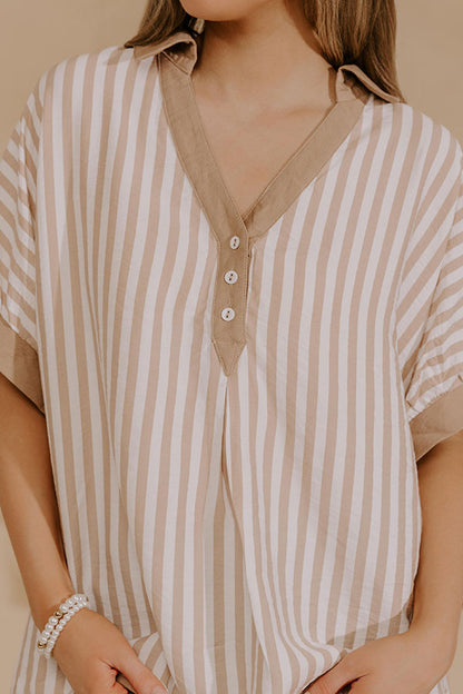 Dockside Chic Stripe Top in Iced Latte