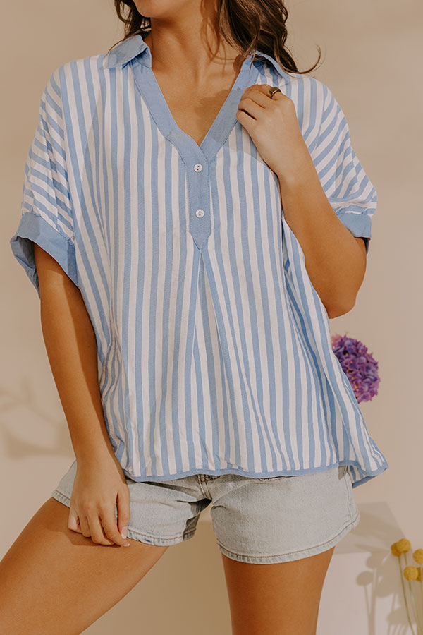 Dockside Chic Stripe Top in Sky Blue