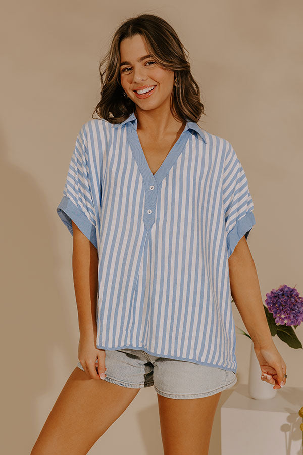 Dockside Chic Stripe Top in Sky Blue