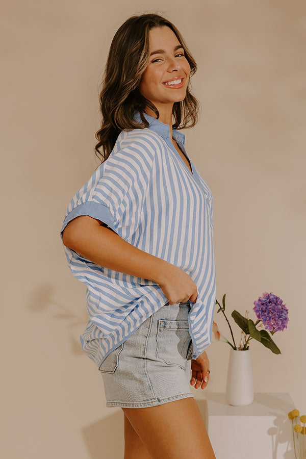 Dockside Chic Stripe Top in Sky Blue