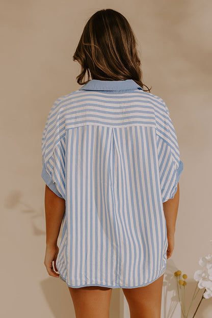 Dockside Chic Stripe Top in Sky Blue