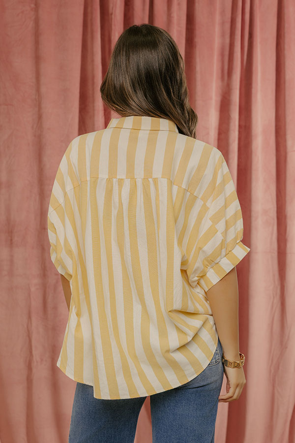 Love Line Stripe Button Up Top in Yellow