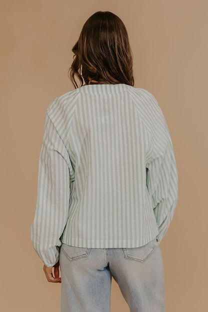 Spring Charm Stripe Henley Top in Mint