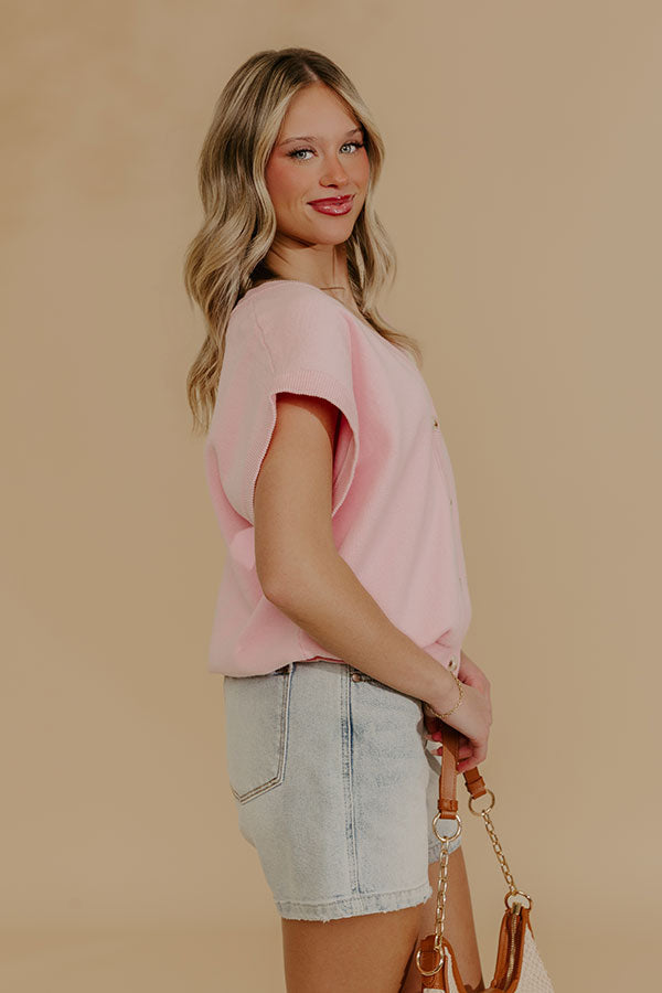 Spring Whisper Knit Top in Pink