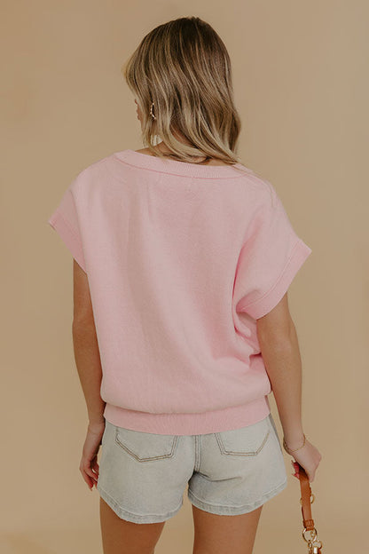 Spring Whisper Knit Top in Pink