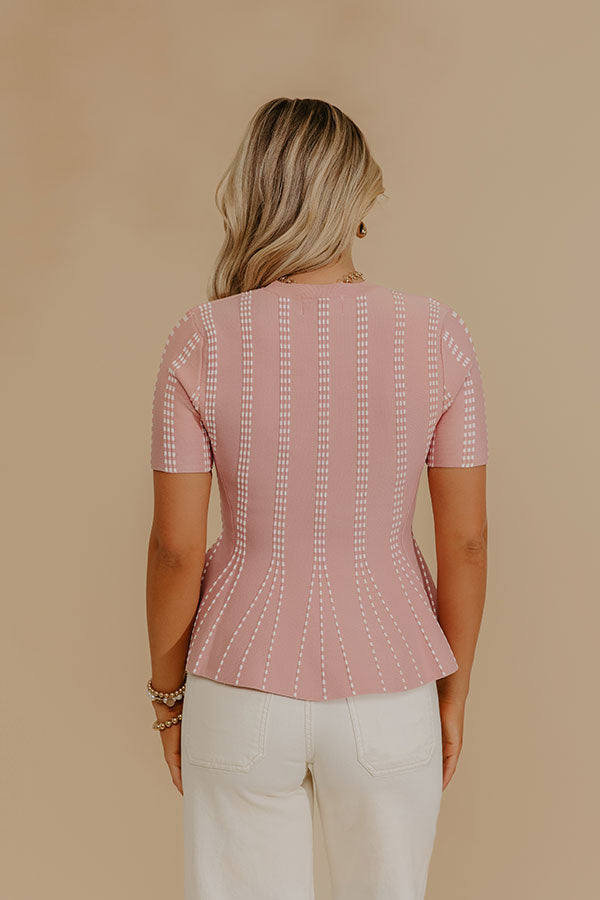 Everyday Chic Knit Peplum Top in Pink
