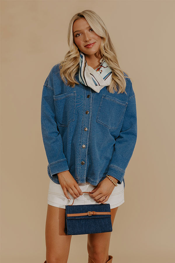 Cue The Casual Terry Knit Button Up Top