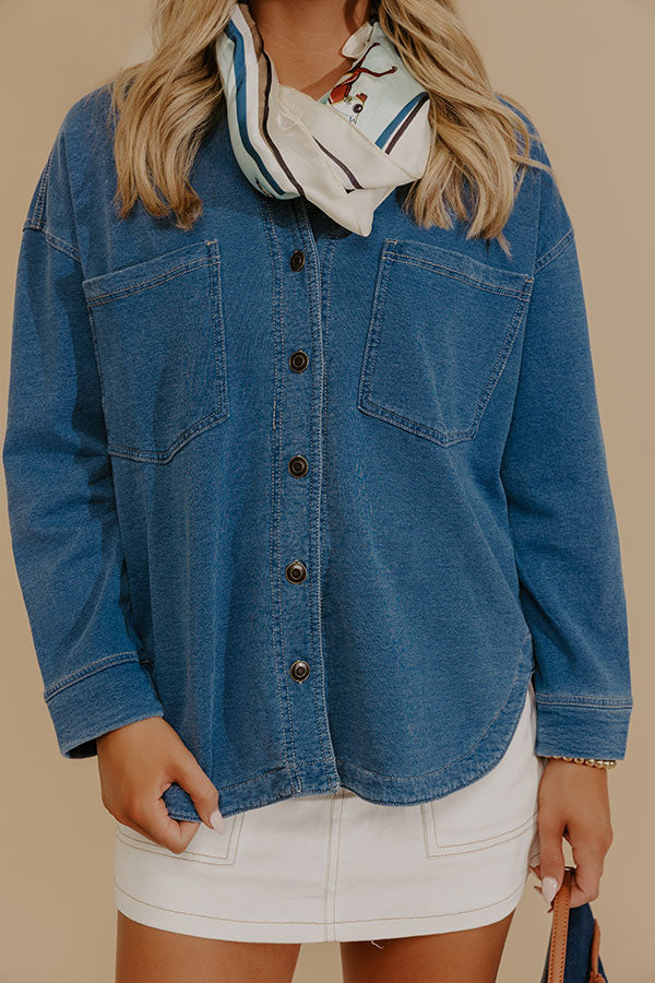 Cue The Casual Terry Knit Button Up Top