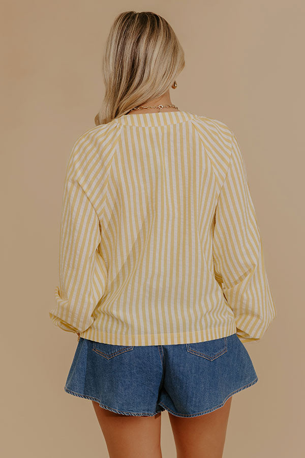 Spring Charm Stripe Henley Top in Yellow