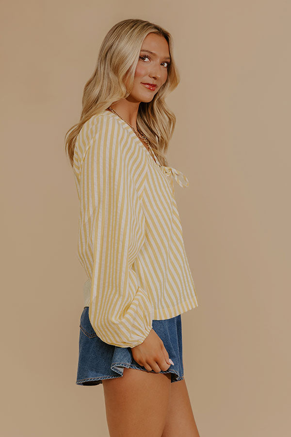 Spring Charm Stripe Henley Top in Yellow