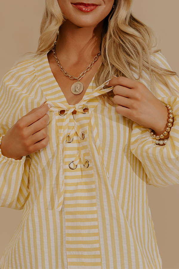 Spring Charm Stripe Henley Top in Yellow