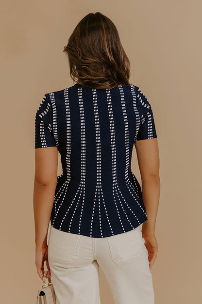 Everyday Chic Knit Peplum Top in Navy