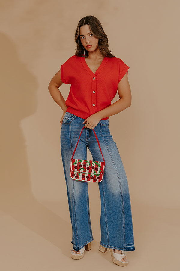 Spring Whisper Knit Top in Red