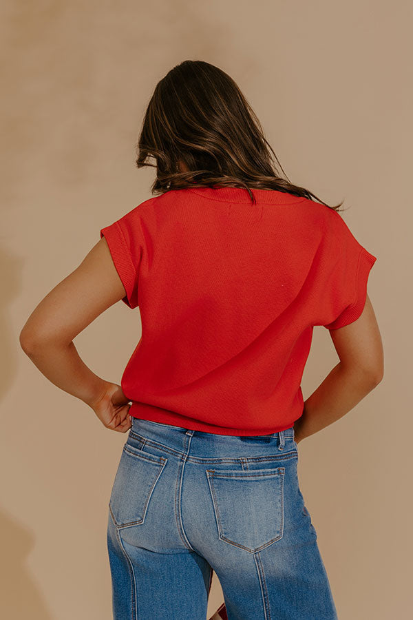 Spring Whisper Knit Top in Red