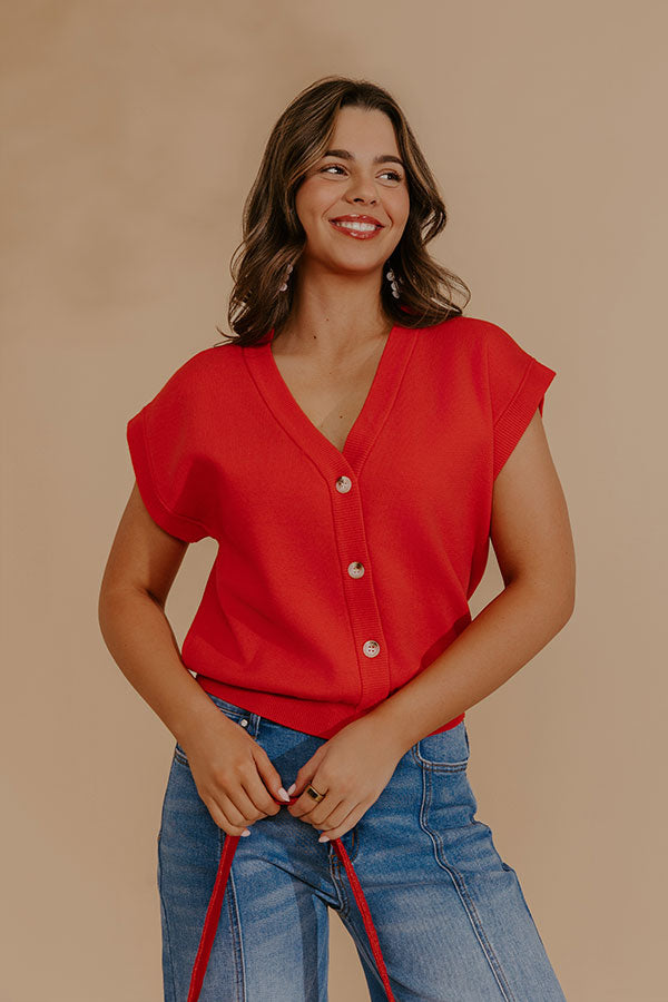 Spring Whisper Knit Top in Red