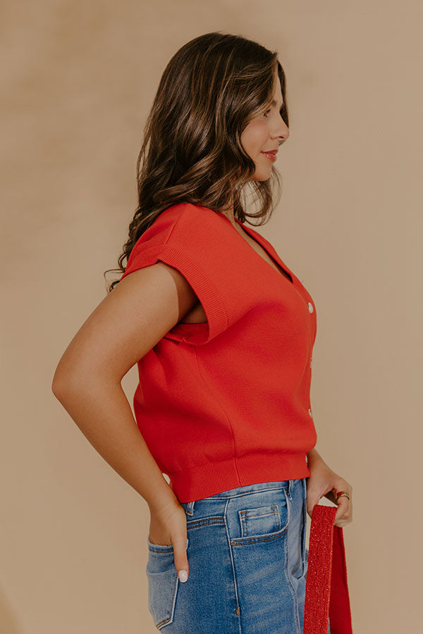 Spring Whisper Knit Top in Red