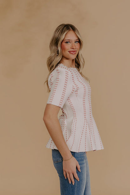 Everyday Chic Knit Peplum Top in White