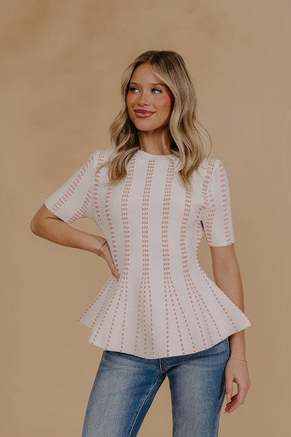 Everyday Chic Knit Peplum Top in White