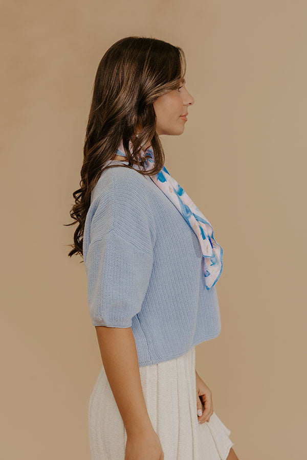 Uptown Muse Knit Sweater Top in Sky blue