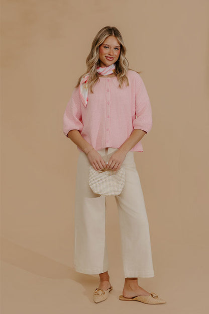 Uptown Muse Knit Sweater Top in Pink