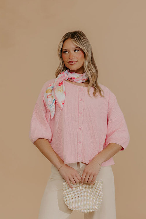 Uptown Muse Knit Sweater Top in Pink