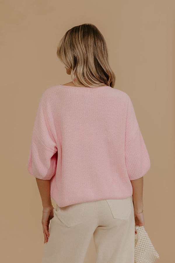 Uptown Muse Knit Sweater Top in Pink