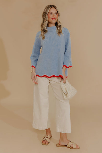 Sweet Day Knit Top in Light Blue