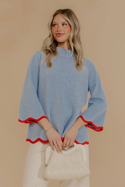 Sweet Day Knit Top in Light Blue