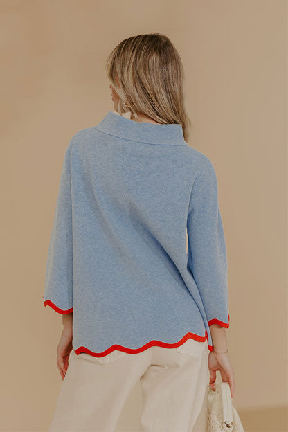 Sweet Day Knit Top in Light Blue