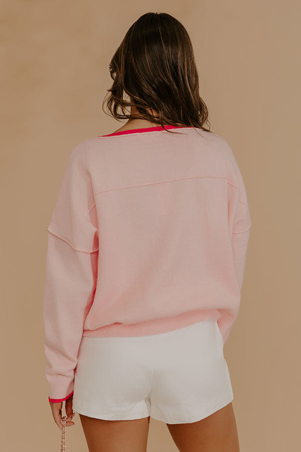 Weekend Wander Knit Sweater Top in Pink