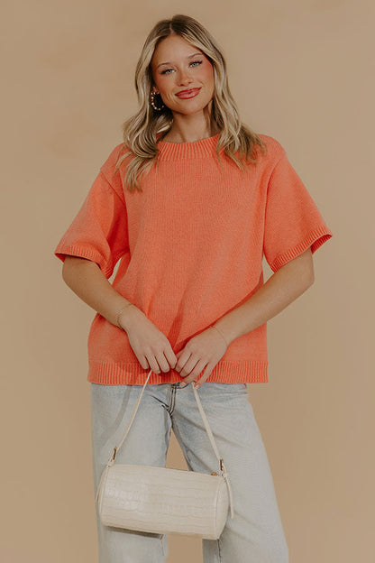 Sweet Spring Knit Sweater in Coral