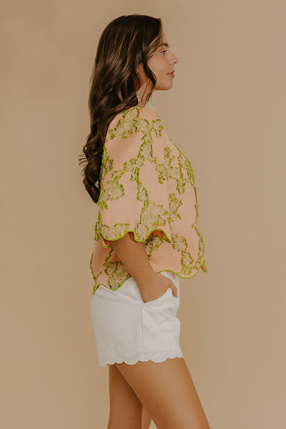 Pretty Poise Knit Floral Jacquard Top