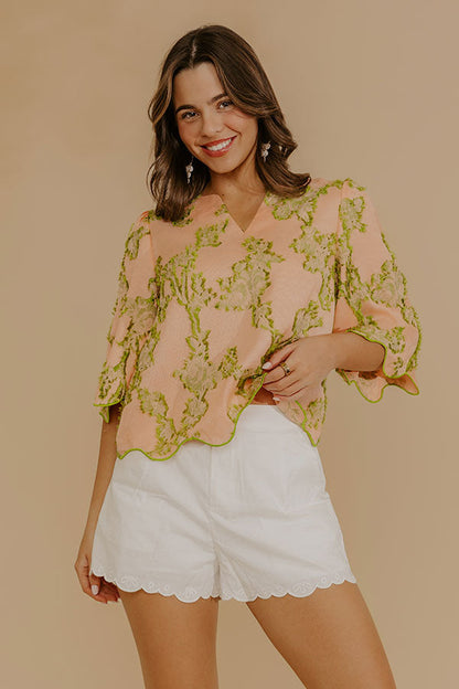 Pretty Poise Knit Floral Jacquard Top