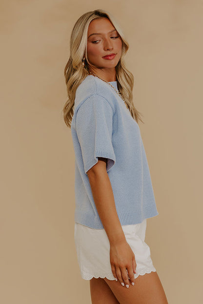 Sweet Spring Knit Sweater in Sky Blue
