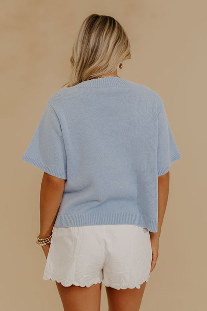 Sweet Spring Knit Sweater in Sky Blue