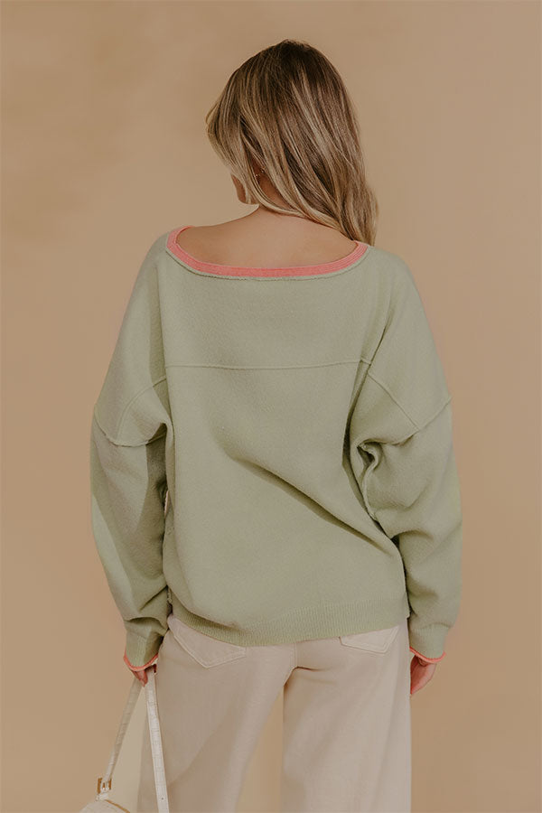 Weekend Wander Knit Sweater Top in Sage