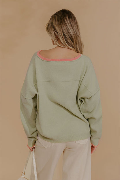 Weekend Wander Knit Sweater Top in Sage