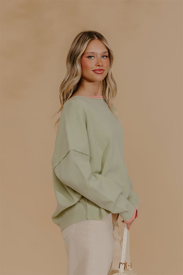 Weekend Wander Knit Sweater Top in Sage
