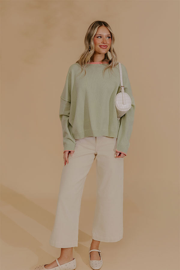 Weekend Wander Knit Sweater Top in Sage