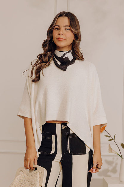 Casual Chic Cutie Oversized Knit Top in Cream