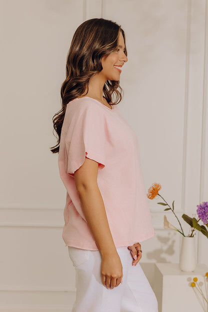 Casual Outing Slub Tee in Pink