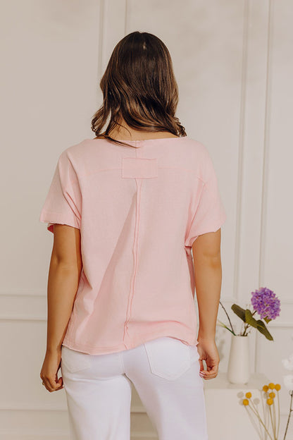 Casual Outing Slub Tee in Pink