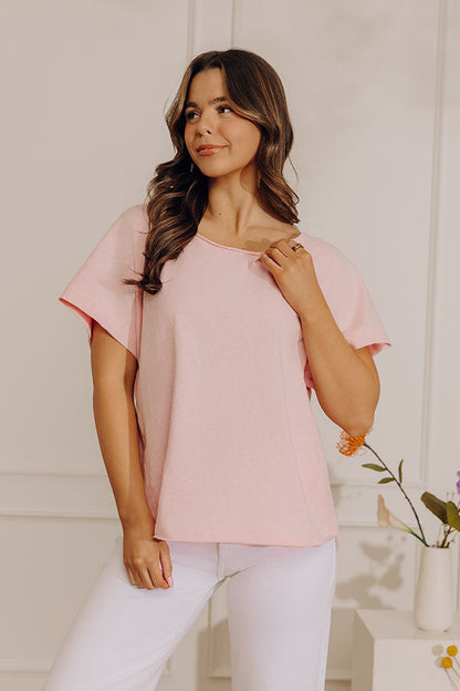 Casual Outing Slub Tee in Pink