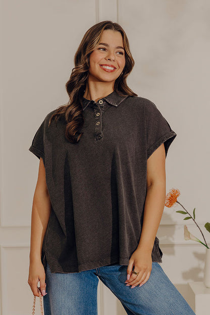 Downtown Ease Vintage Wash Tee in Vintage Black