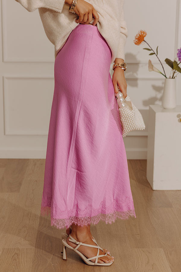 The Stacy High Waist Satin Midi Skirt