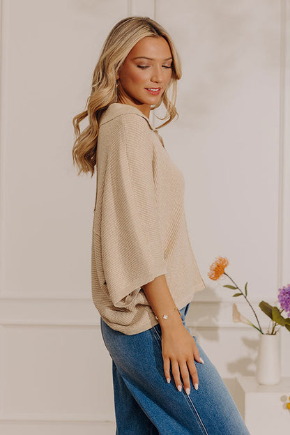 Fresh Take Knit Top in Iced Latte