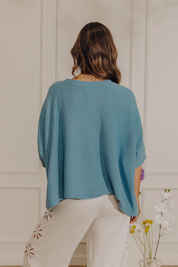 Casual Chic Cutie Oversized Knit Top in Blue